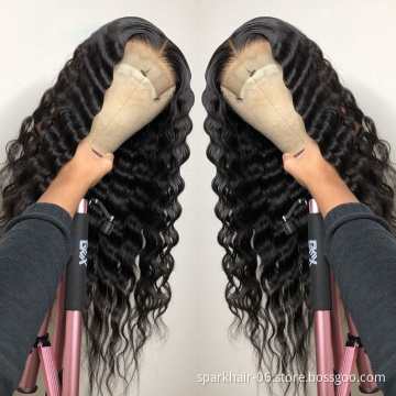 Wholesale 4x4 Transparent Lace Closure Wig Deep Wave Glueless Pre-Plucked Hd Lace Frontal 13X6 Human Hair Wigs For Black Women